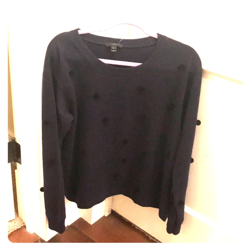 J crew navy sweatshirt (with Pom poms)